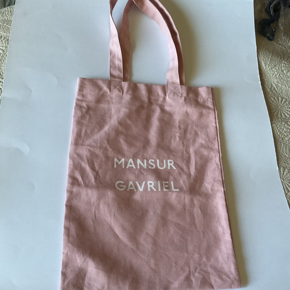 MANSUR GAVRIEL LOGO COTTON CANVAS TOTE BAG PINK NWOT